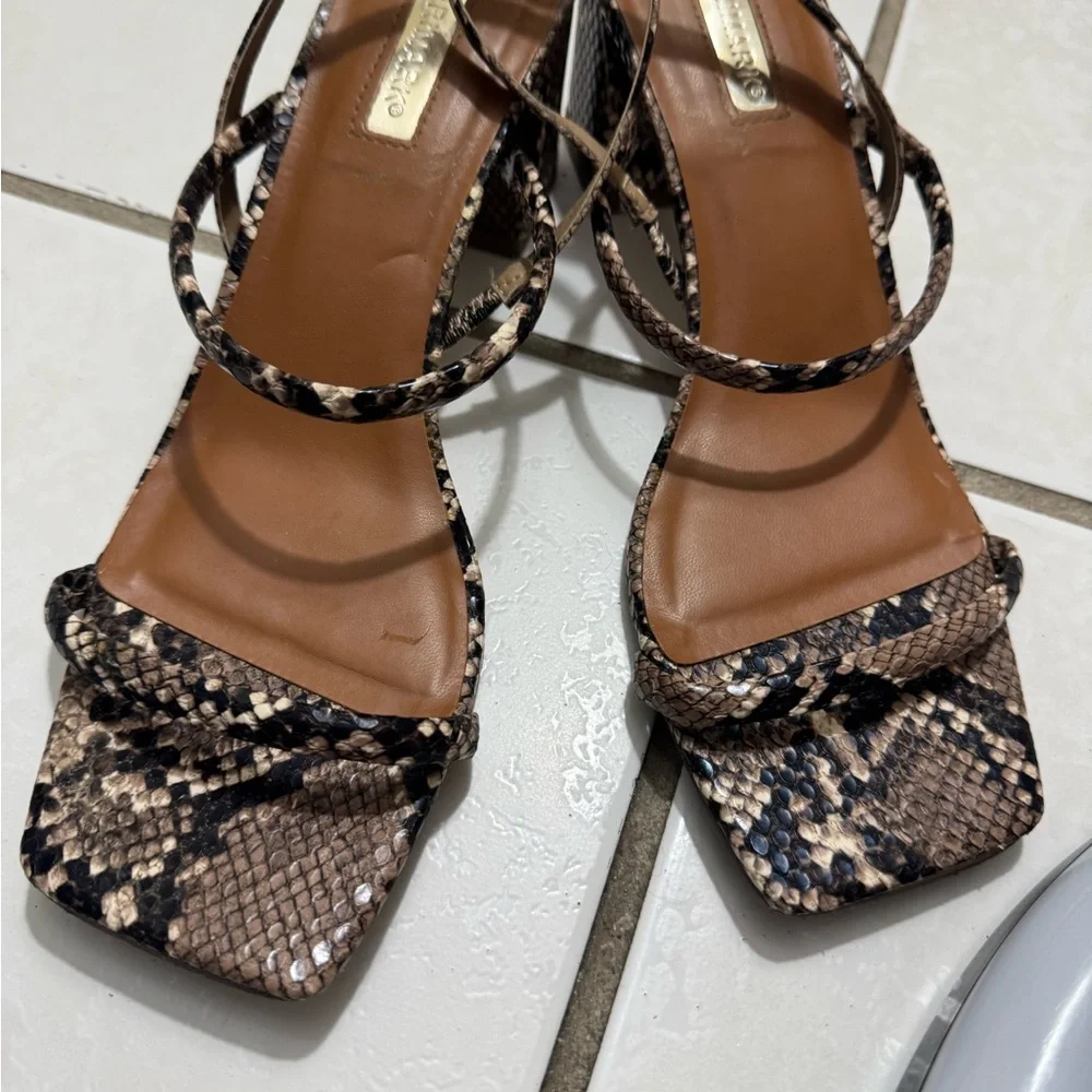 Primark Snakeskin Strappy Heels - Tan and Black - Picture 9 of 10